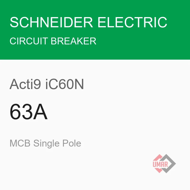 Schneider Electric Acti9 iC60N 63A MCB Single Pole