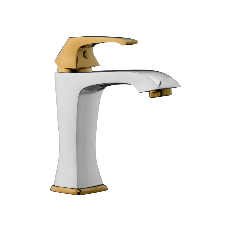 Basin Mixer Flat Chrome Gold Single Lever