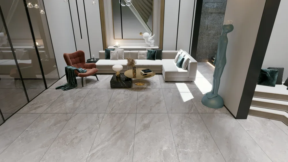 Ghani Fossil Grey Polished Porcelain Tile variant 4