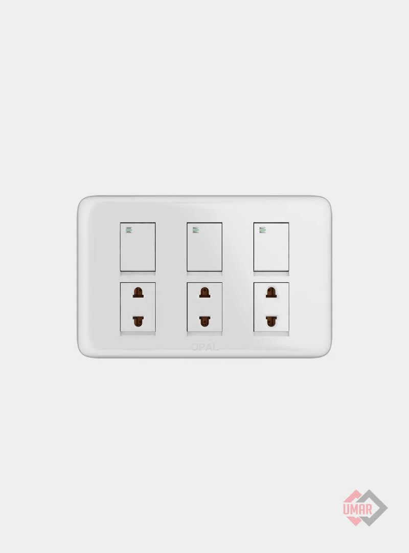 Opal 3 Switches + 3 Sockets (Royal Series)