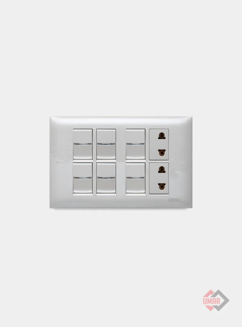 Opal 6 Switches + 2 Sockets (Rose Series)
